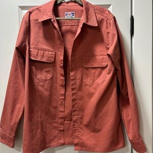 Salmon Rosa Rugosa Large Button Down Over Shirt in Great Condition